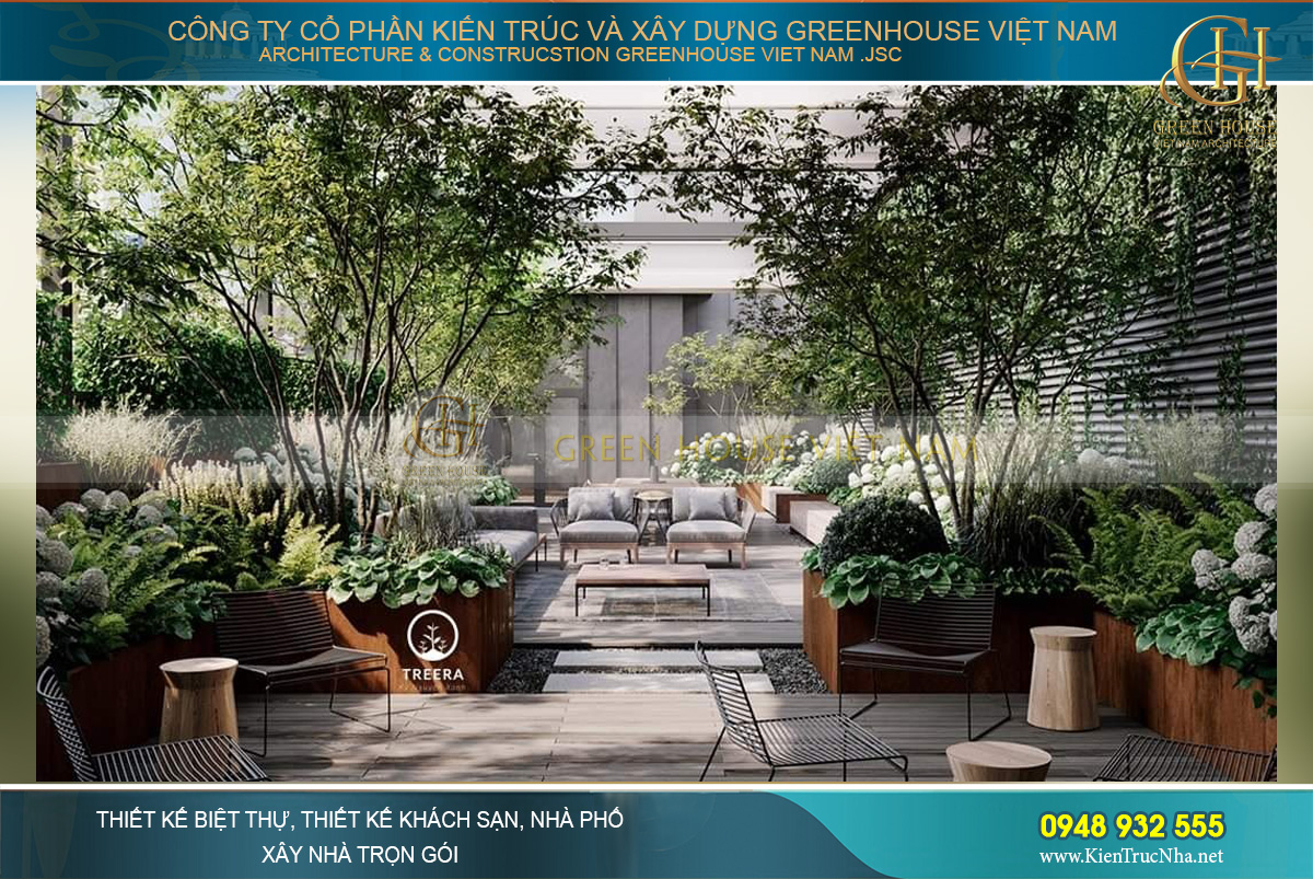 Mẫu sân vườn biệt thự với sự kết hợp hài hòa giữa kiến trúc và cảnh quan