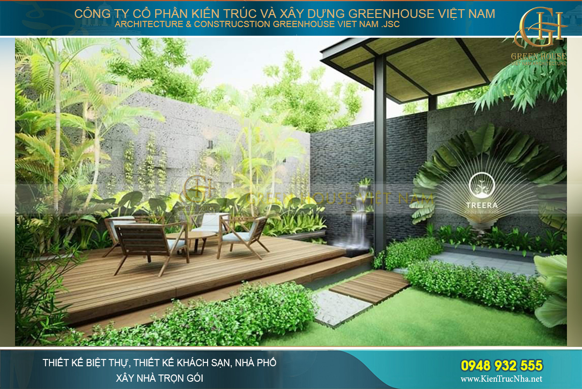 Mẫu biệt thự sân vườn được bao phủ bởi sắc xanh