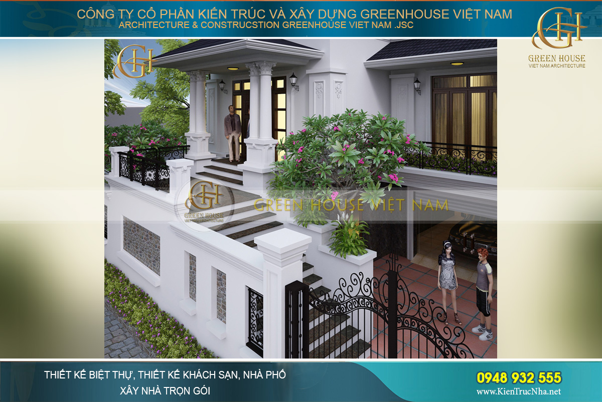 Thiết kế gara oto tại tầng 1 của biệt thự với diện tích lớn, rộng rãi và thuận tiện cho việc di chuyển