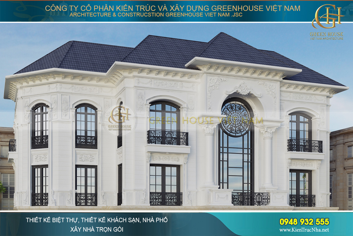 Tầng 2 và tầng 3 được thiết kế với gam màu trắng – đen cơ bản