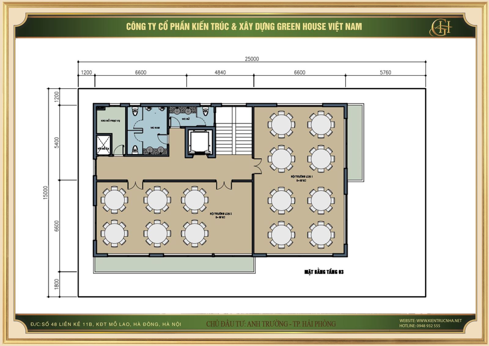 Thiết kế tầng 3 là không gian để sử dụng kinh doanh nhà hàng