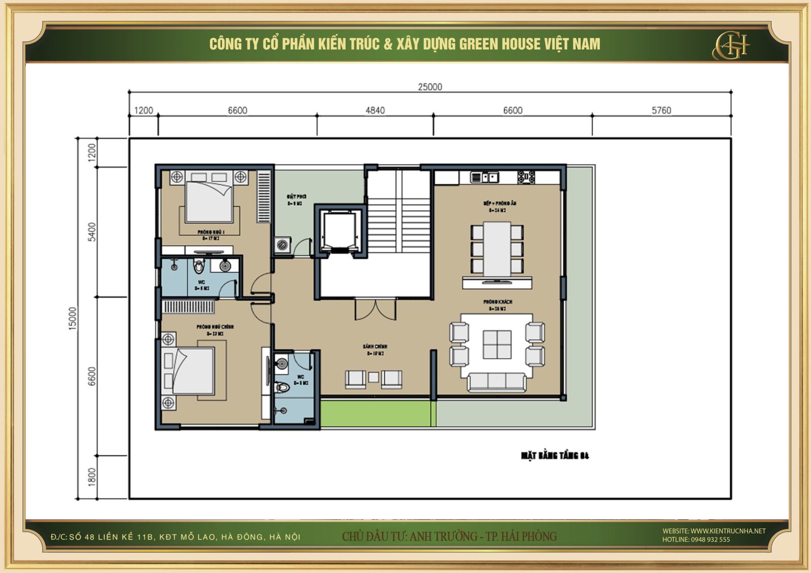 Thiết kế tầng 4 là không gian riêng để gia đình sinh hoạt