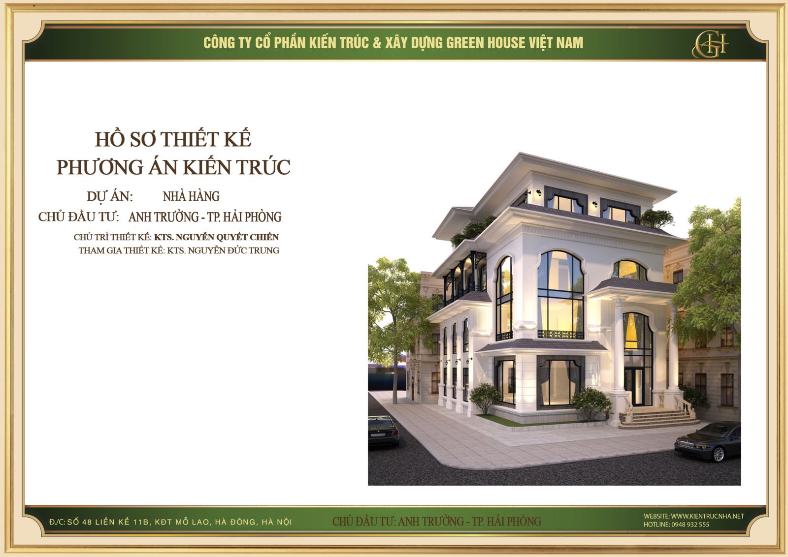 Thiết kế biệt thự tân cổ điển 4 tầng kết hợp kinh doanh tại Hải Phòng