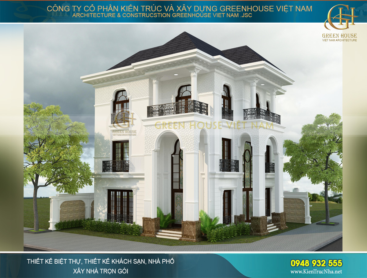 Thiết kế cổng vòm cao mang vẻ đẹp của biệt thự hoàng gia đẳng cấp