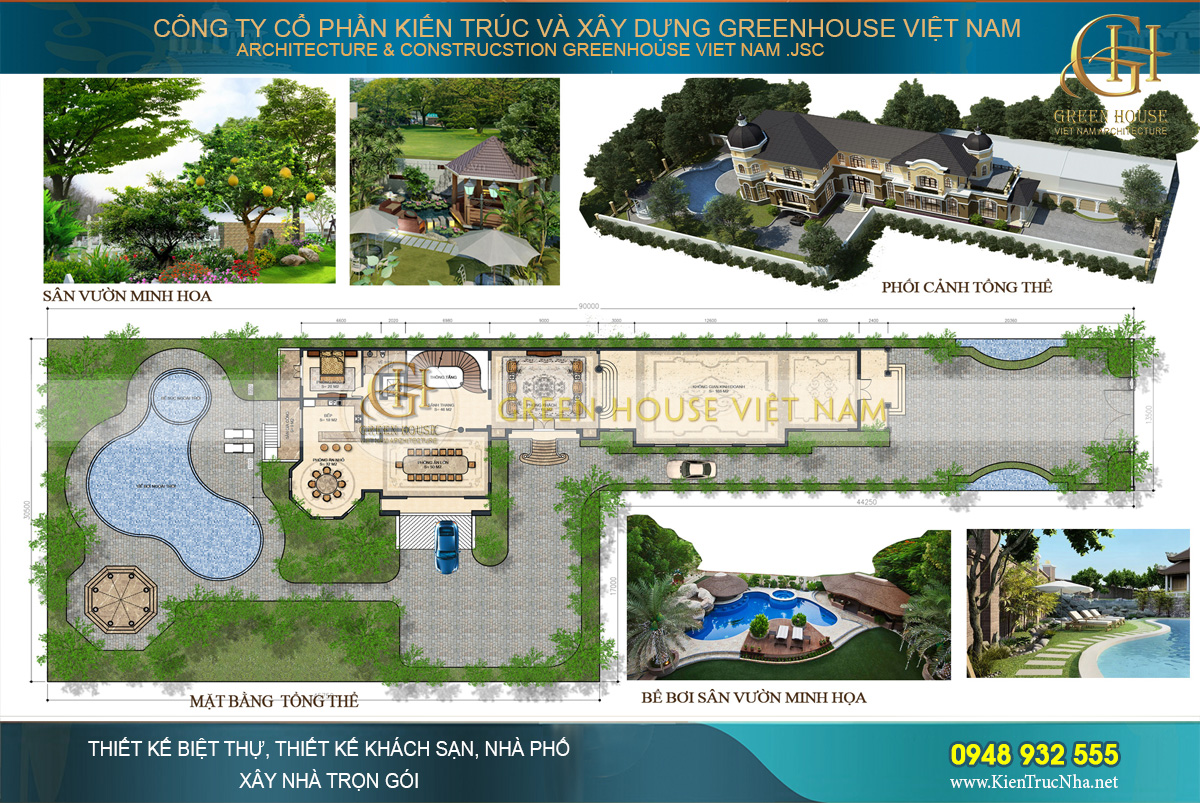 Green House Việt Nam nhận thiết kế, thi công kiến trúc, nội thất biệt thự trọn gói