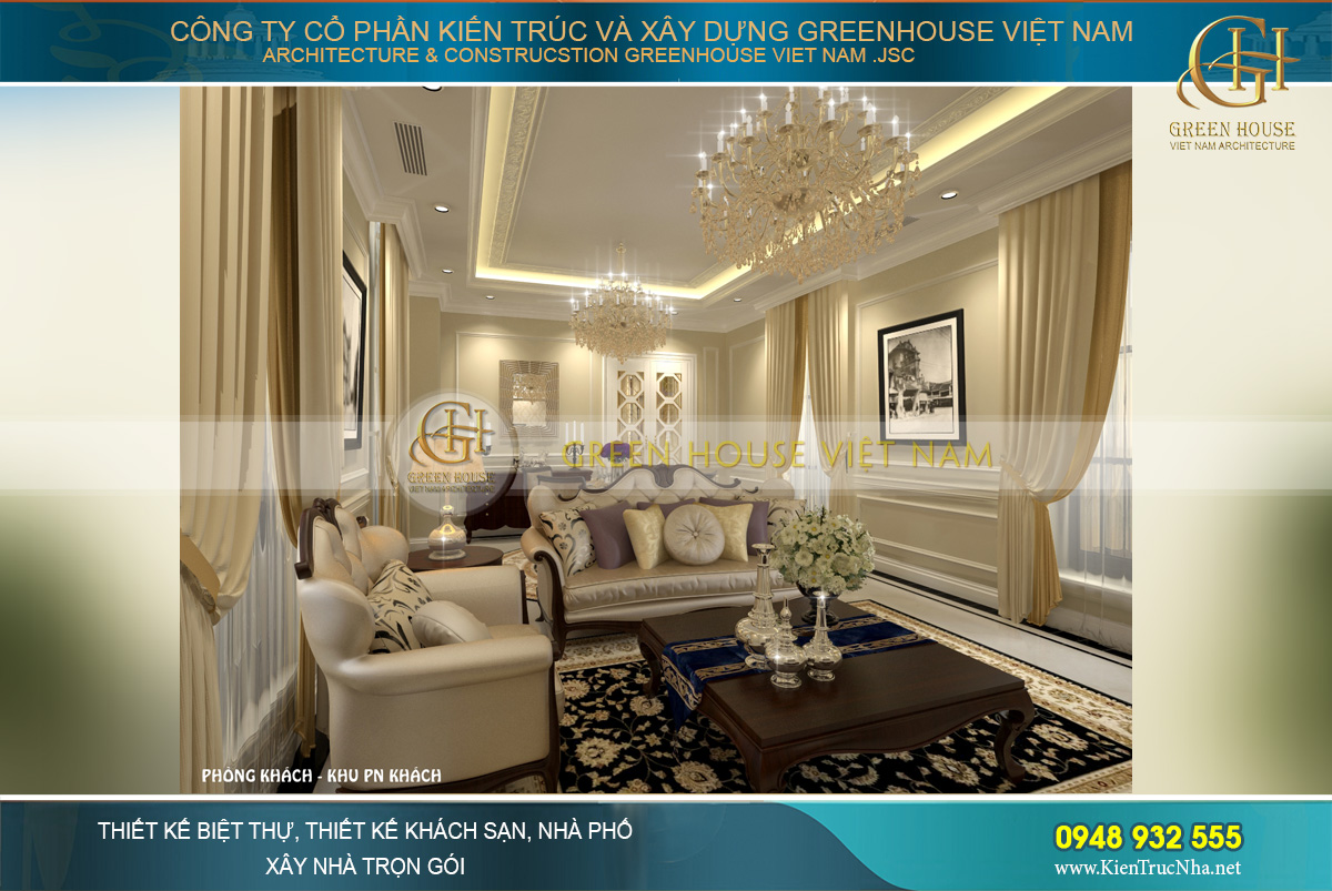 Tiếp đến là không gian phòng ông bà với thiết kế dạng căn hộ cao cấp với phòng khách, bàn ăn, phòng ngủ và khu vực phòng tắm, wc khép kín