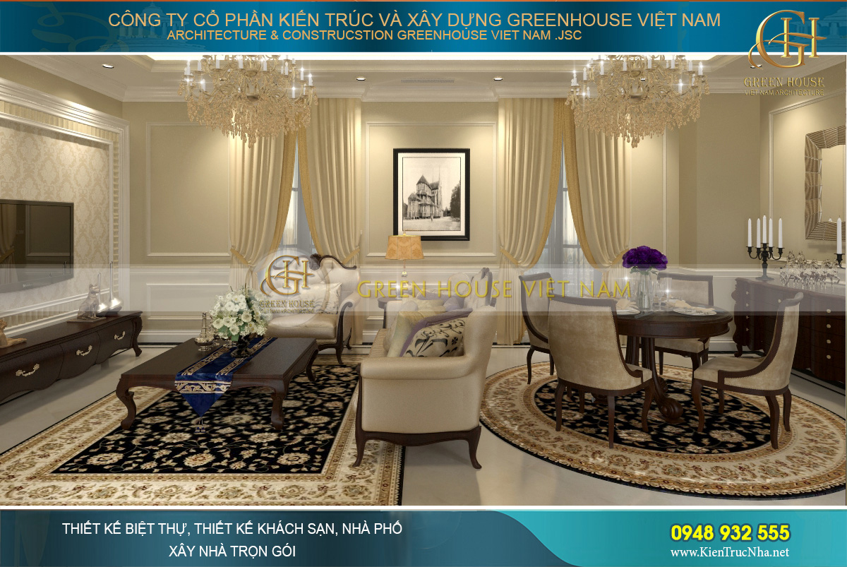 Thiết kế phòng ông bà mang tone màu trầm hơn, phù hợp với sở thích của người lớn tuổi