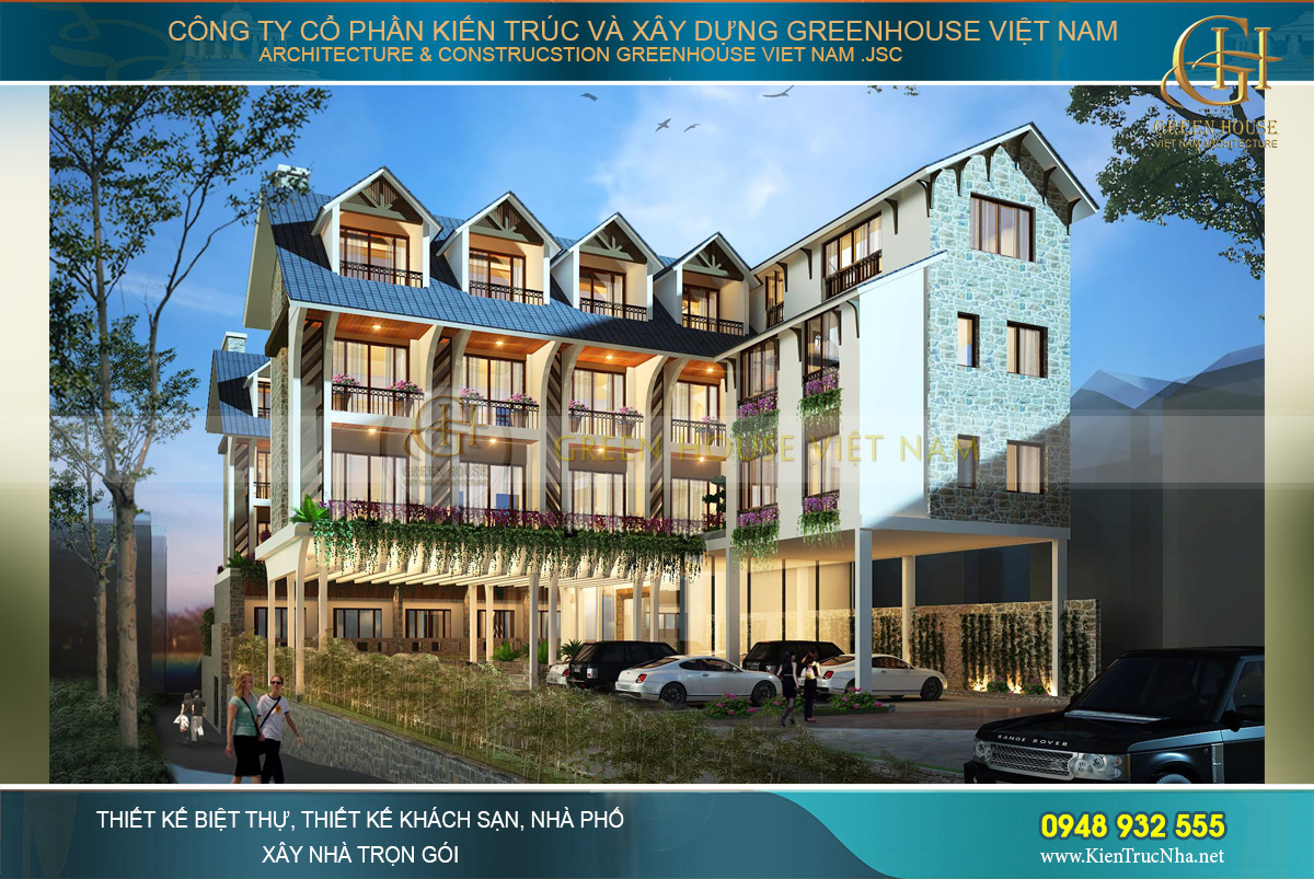 Khách sạn được xây dựng với kiến trúc hiện đại mang vẻ đẹp châu Âu dịu dàng, lãng mạn