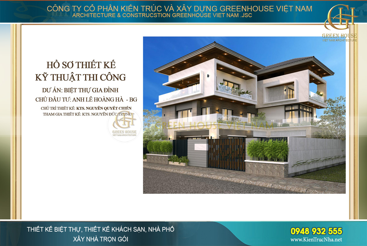 Dự án thiết kế biệt thự hiện đại 3 tầng không gian mở - CĐT Anh Hà