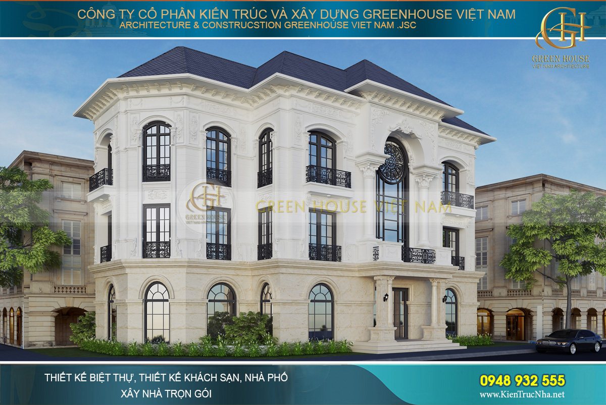 Biệt thự tân cổ điển 3 tầng tại Vinhomes Hà Nội sở hữu vị thế đẹp với 2 mặt tiền