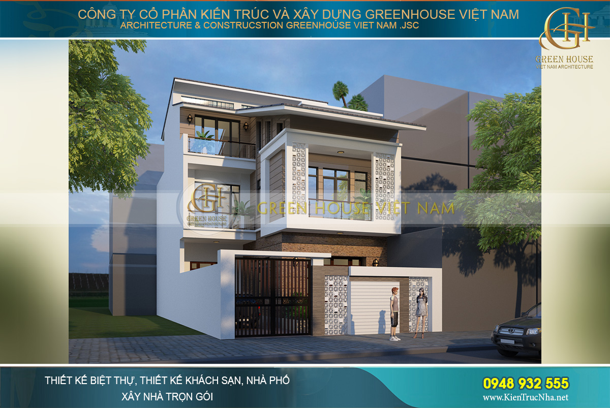 Hệ thống tường bao quanh đảm bảo an ninh và tôn thêm vẻ đẹp cho căn nhà