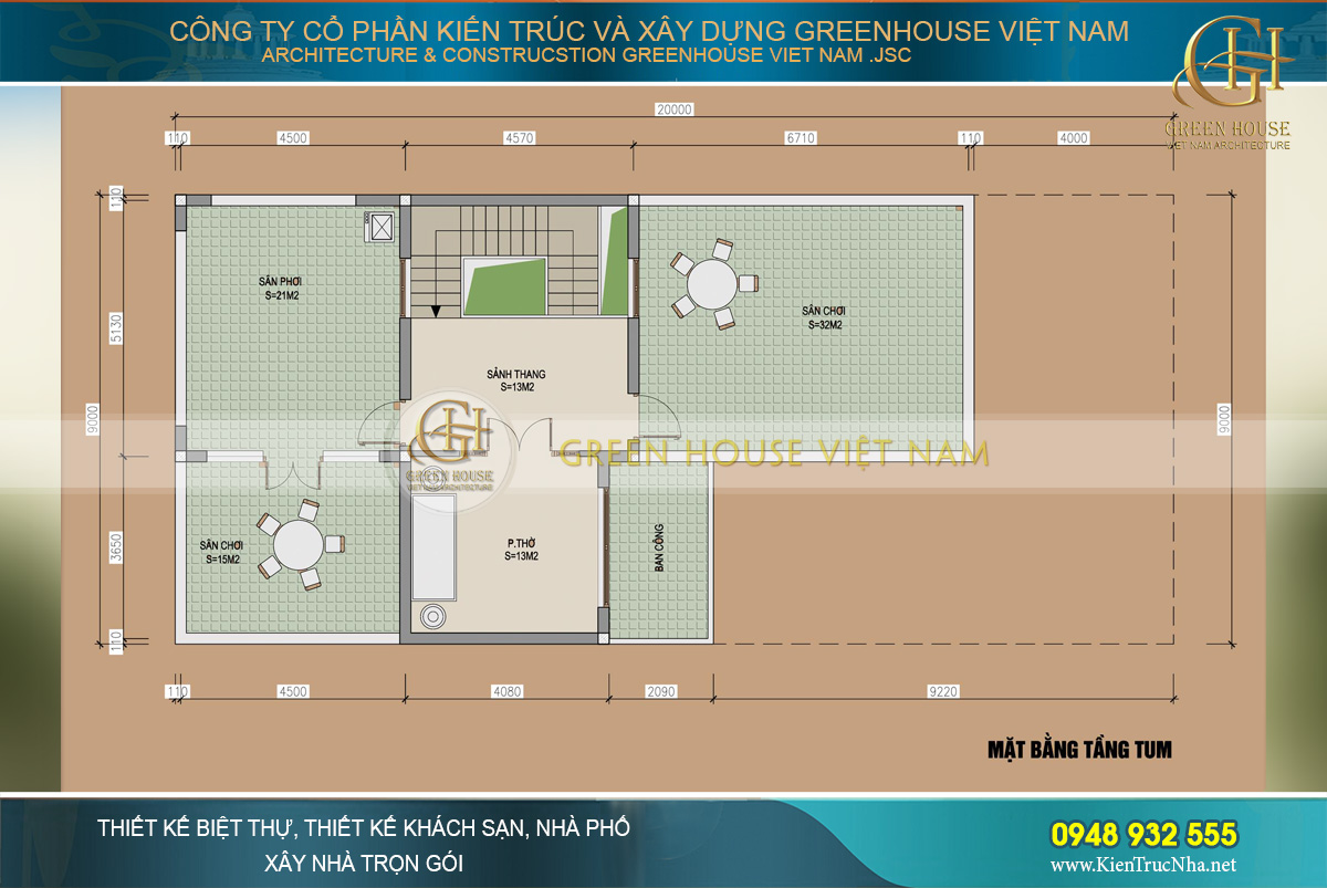 Thiết kế công năng sử dụng tầng 3 của nhà phố hiện đại 3 tầng tại Bắc Giang
