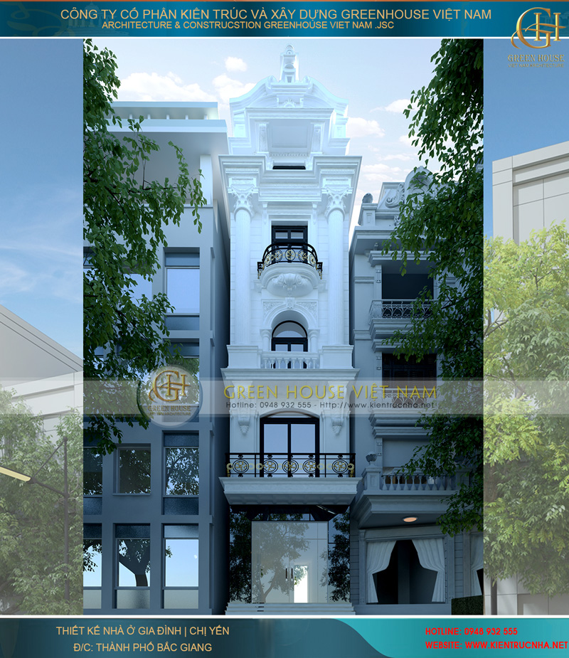 Thiết kế nhà phố 5 tầng mặt tiền 7m trẻ trung, lịch lãm tại Hà Nội - Greenhouse Việt Nam