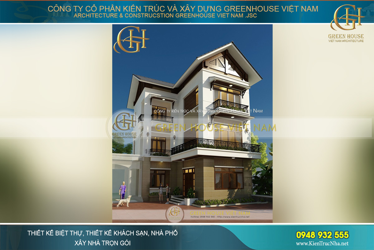 Kiến trúc hiện đại, các chi tiết và hình khối xây dựng được phối hợp một cách hài hòa với nhau, tạo nên nét đẹp sang trọng, cao cấp cho ngôi nhà phố tại Bắc Giang