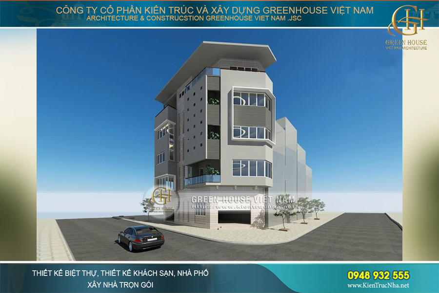 Công trình nhà lô phố 5 tầng với thiết kế 2 mặt tiền vô cùng bề thế và rộng rãi