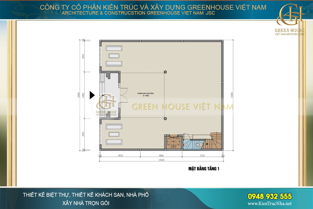 Bố trí công năng sử dụng của tầng 1 để các thành viên quây quần bên nhau