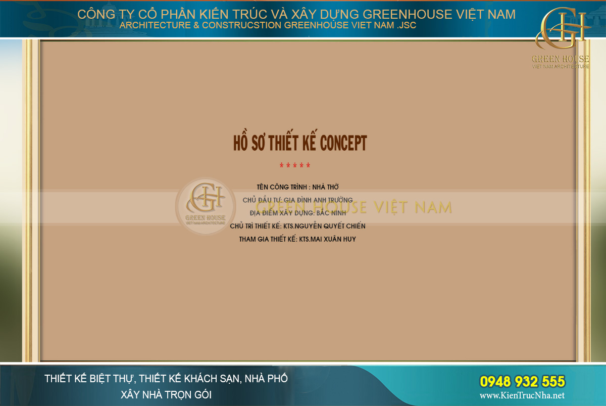 Thiết kế nhà thờ kết hợp với nhà ở đẹp tại Bắc Ninh - CĐT Anh Trường