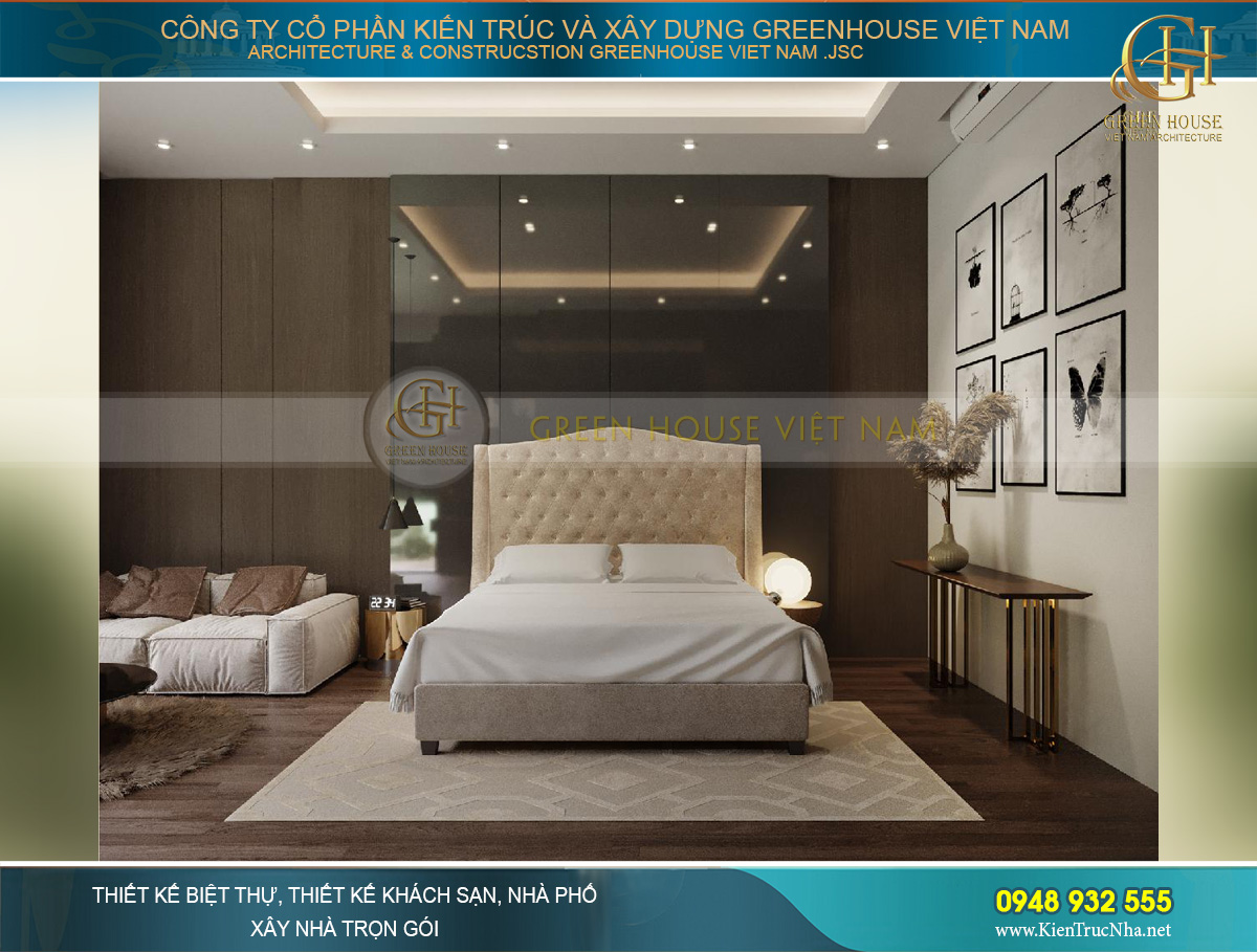 Phòng ngủ lớn tại tầng 1 của biệt thự hiện đại 460m2