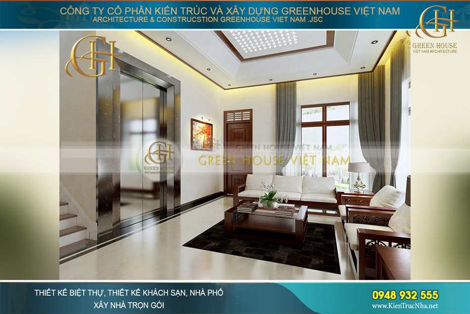 Phòng sinh hoạt chung với thiết kế đồng bộ về màu sắc và nội thất gỗ