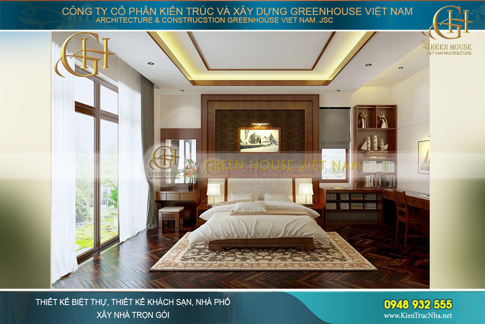 Diện tích phòng rộng nhưng không tham lam nhiều đồ đạc để có được sự thông thoáng