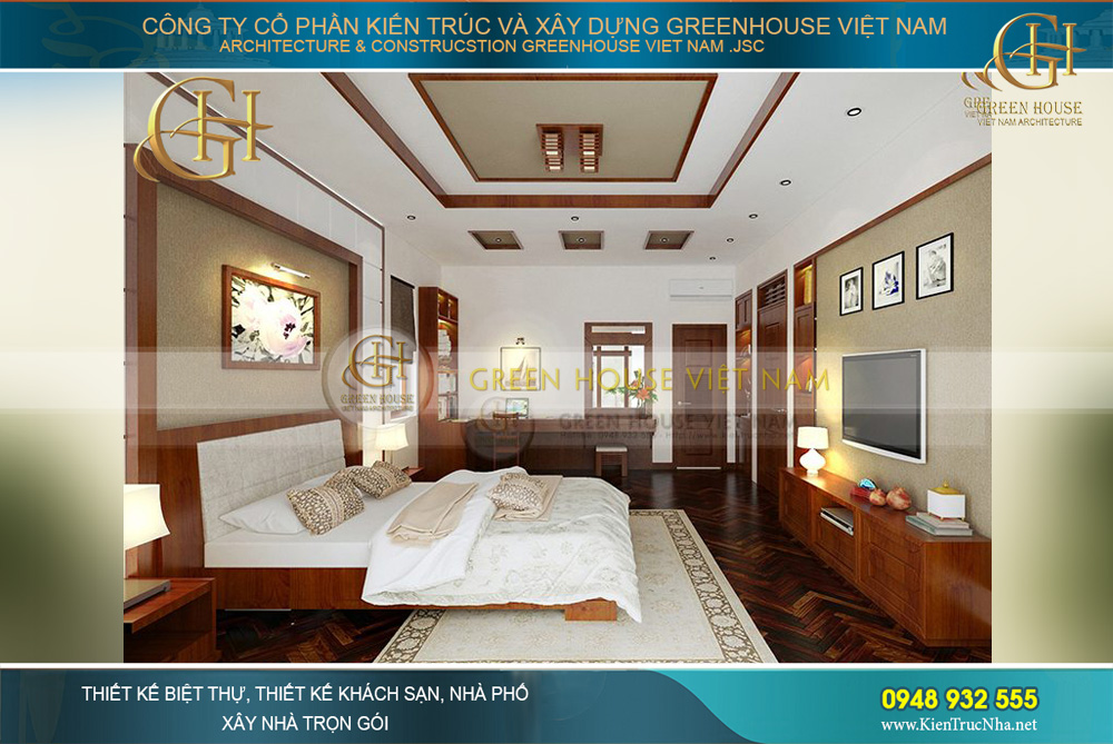 Thiết kế kệ TV với các tủ đồ âm tường giúp căn phòng thêm gọn gàng, thuận tiện