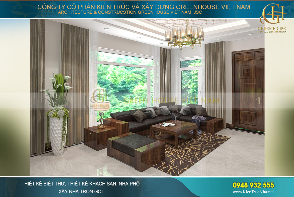 Các bức tường kính lớn mang ánh sáng cho không gian