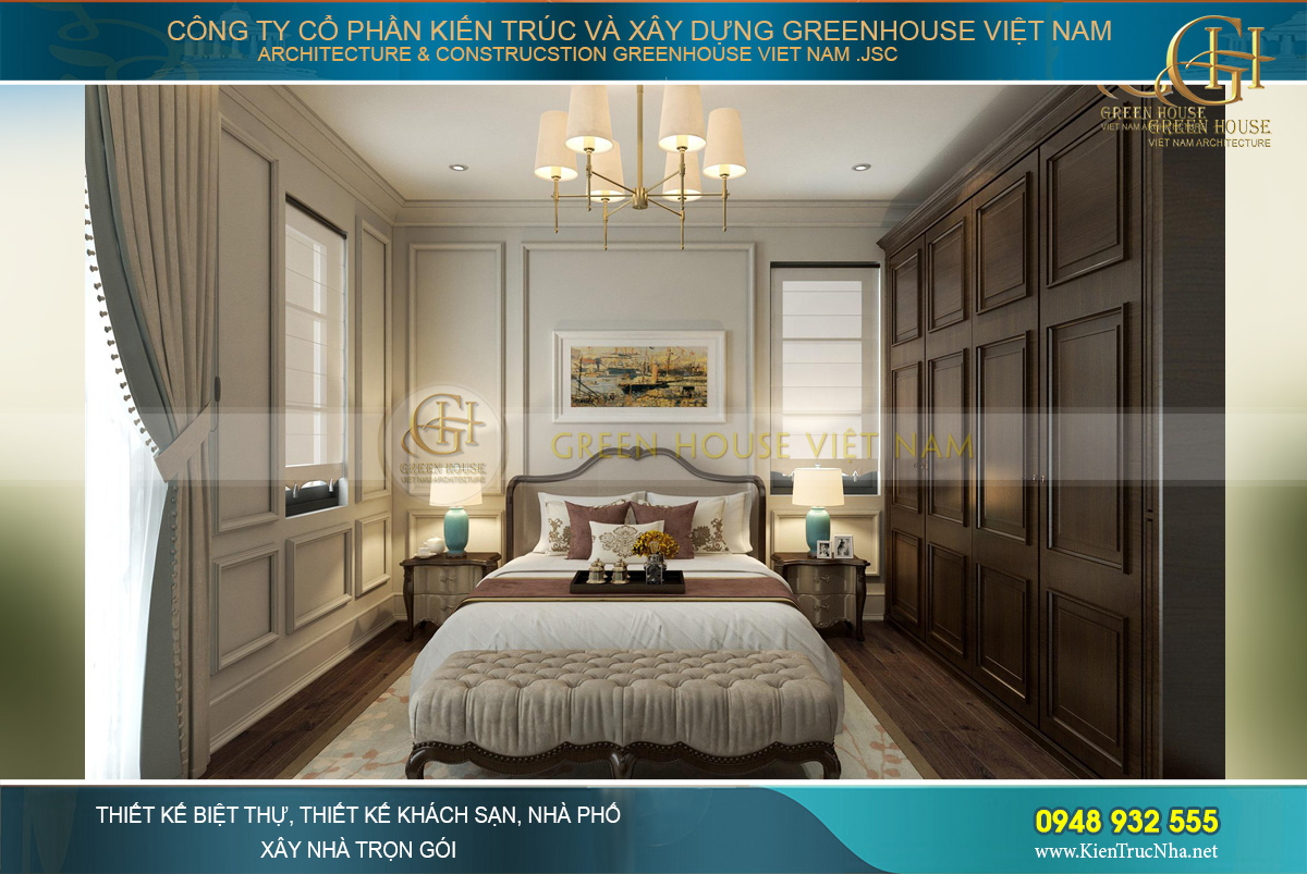 Phòng ngủ trên tầng 3 của biệt thự