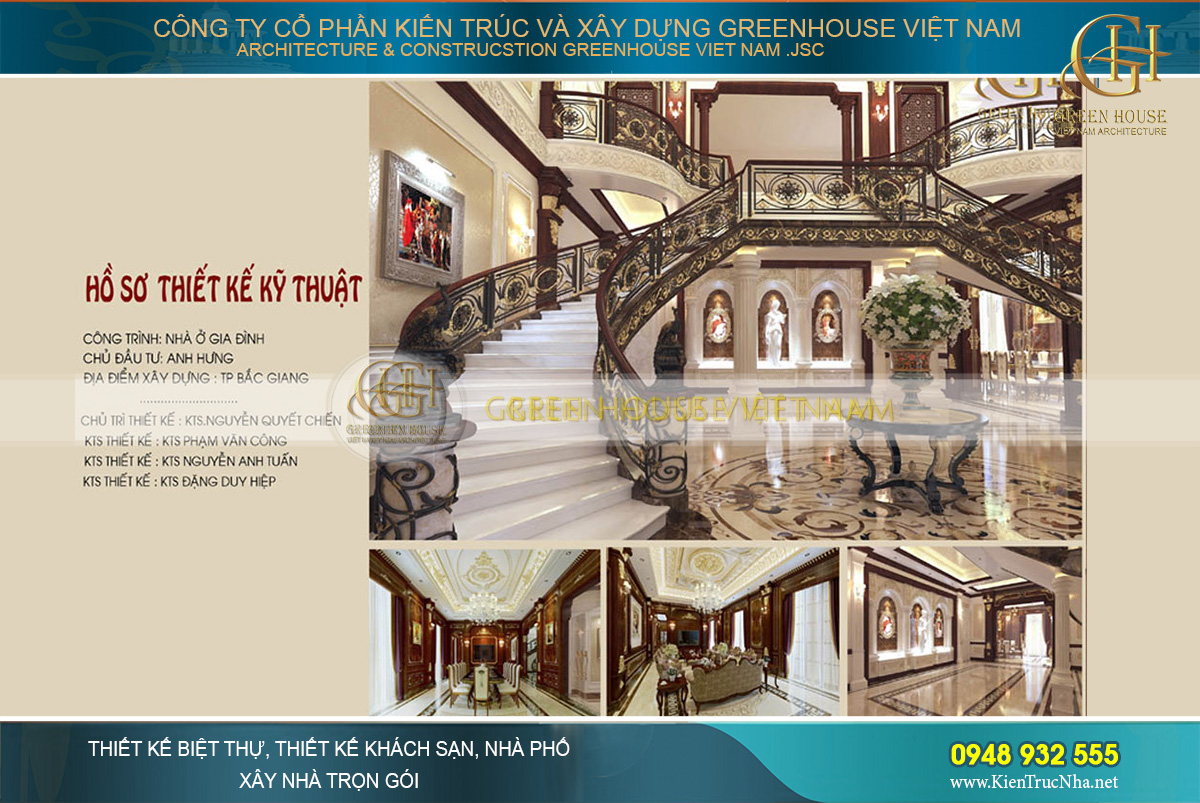 Bản thiết kế nội thất biệt thự tân cổ điển tại Bắc Giang của CĐT là anh Hưng