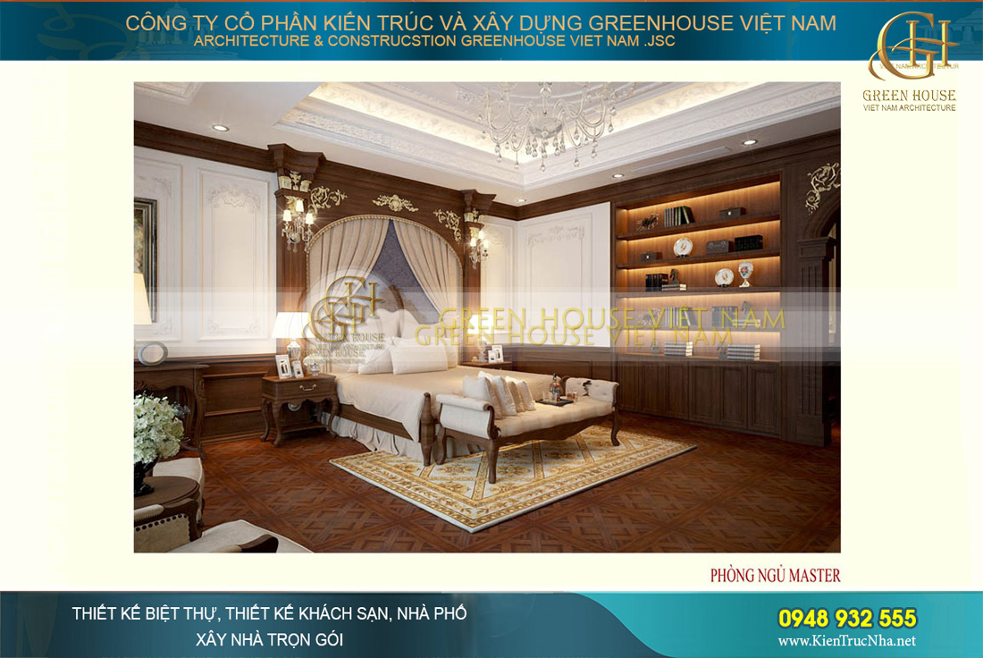 Chủ nhân căn phòng là một người yêu sách nên đã thiết kế giá sách lớn cạnh giường ngủ