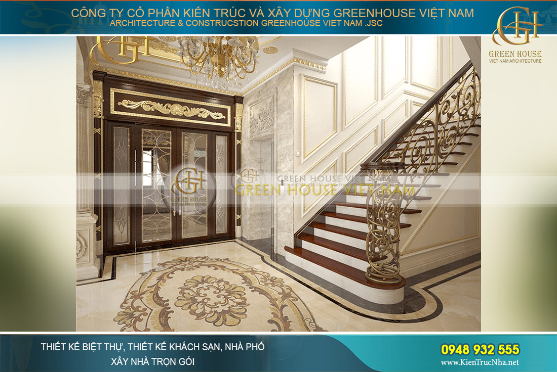 Biệt thự được trang bị 02 hệ thống thang máy và thang bộ, thuận tiện cho việc di chuyển 