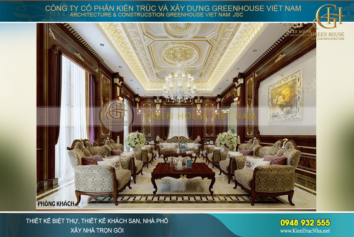  Không gian phòng khách biệt thự tân cổ điển mang vẻ đẹp hoàn mỹ như cổ tích