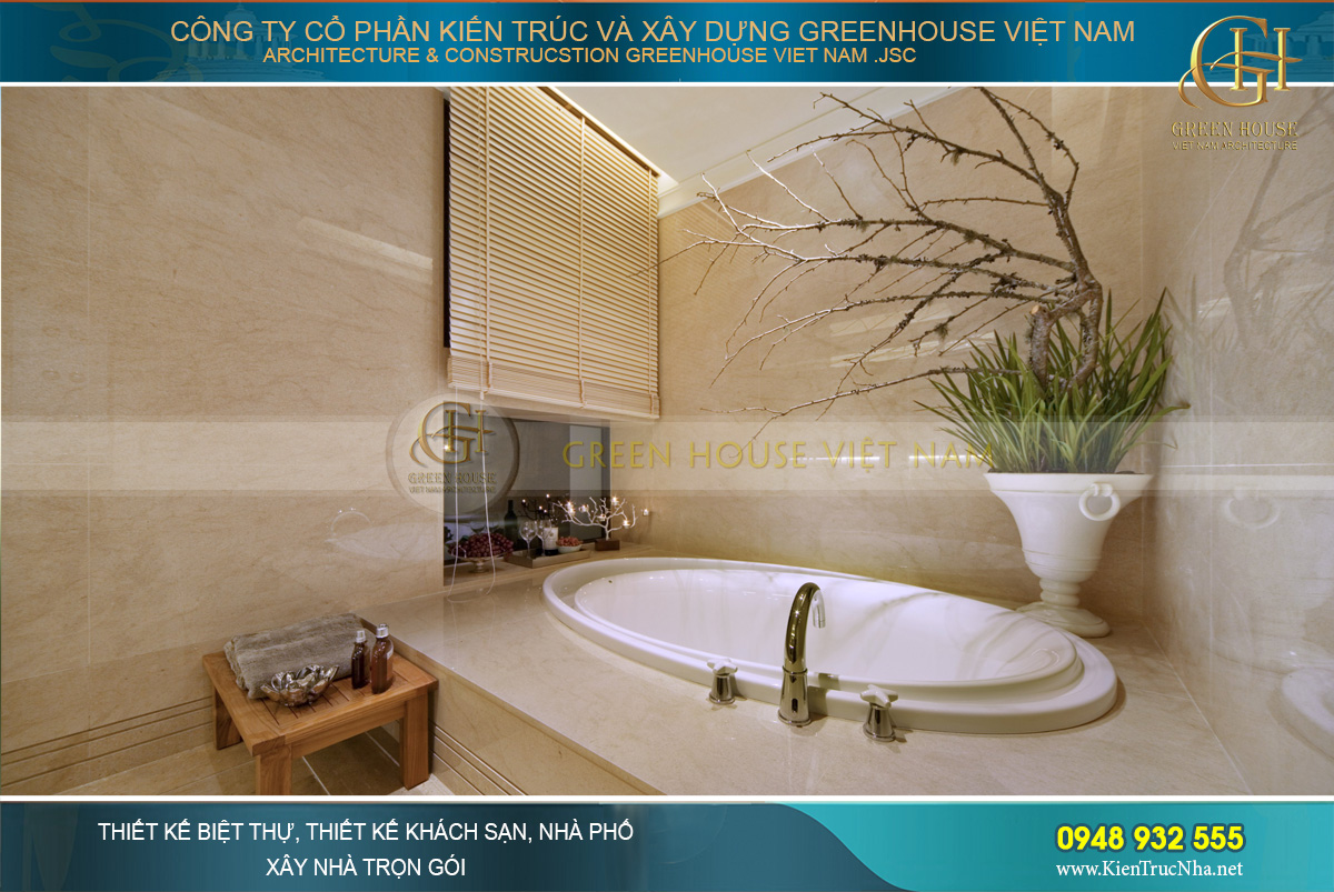 Bồn tắm lớn giúp chủ nhân có thể thư giãn sau những ngày mệt mỏi