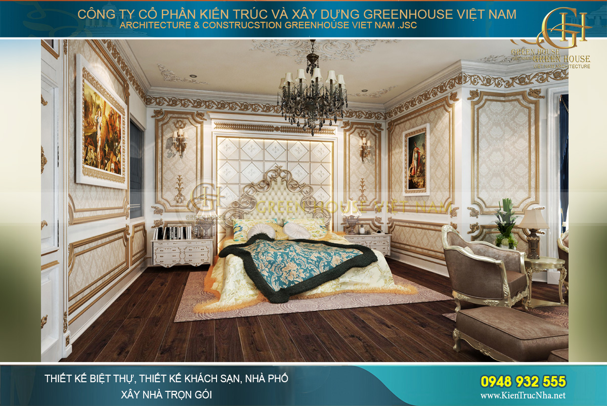 Không gian phòng ngủ số 2 của dinh thự tân cổ điển