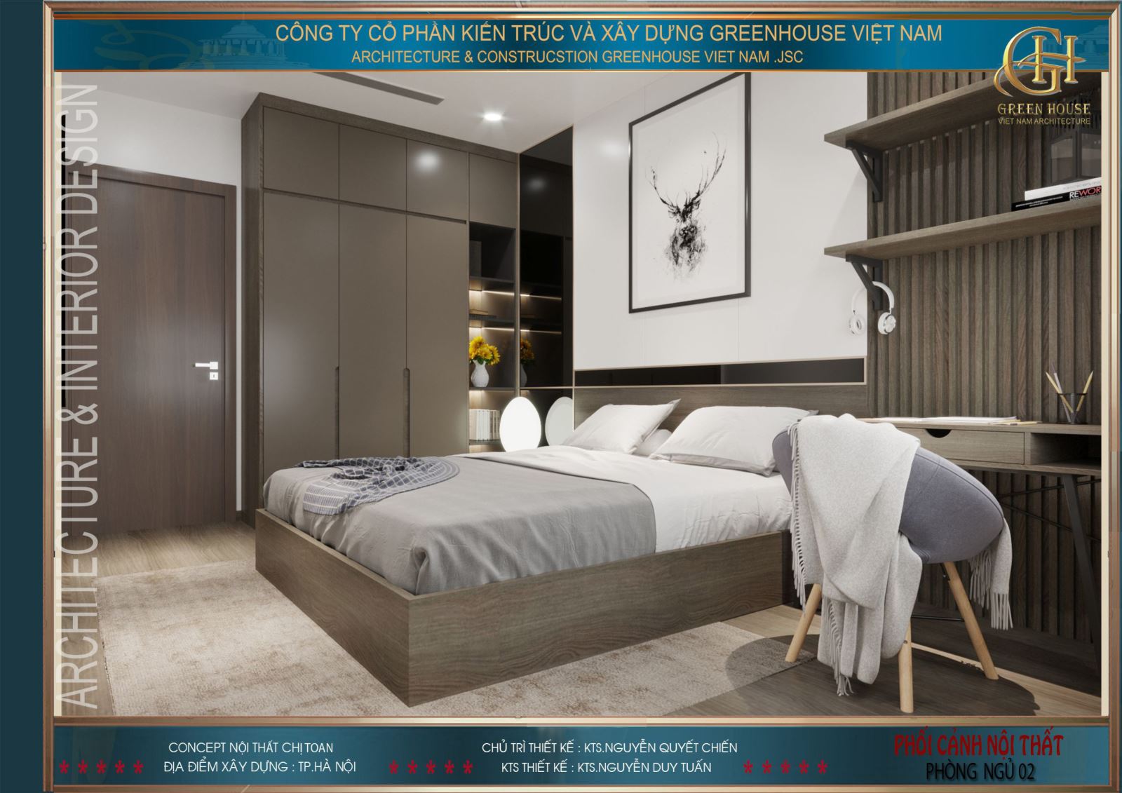 Phòng ngủ với những đường nét mạnh mẽ, dứt khoát và nam tính hơn