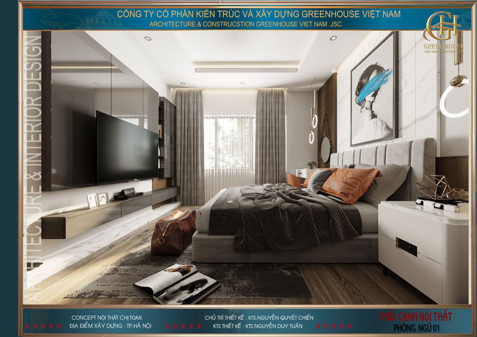 Toàn cảnh nội thất của phòng ngủ chính