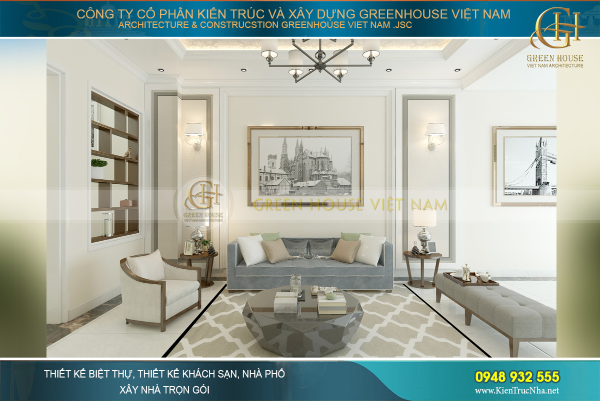 Không gian được thiết kế với các tone màu nhạt, thiên lạnh nhưng vẫn rất sang trọng