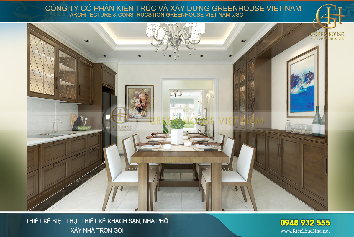 Khung cửa kính mang ánh sáng vào phòng bếp