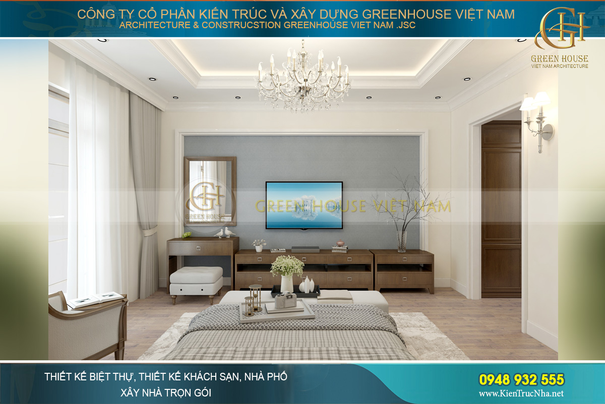 Căn phòng được thiết kế đơn giản mà tinh tế, sang trọng