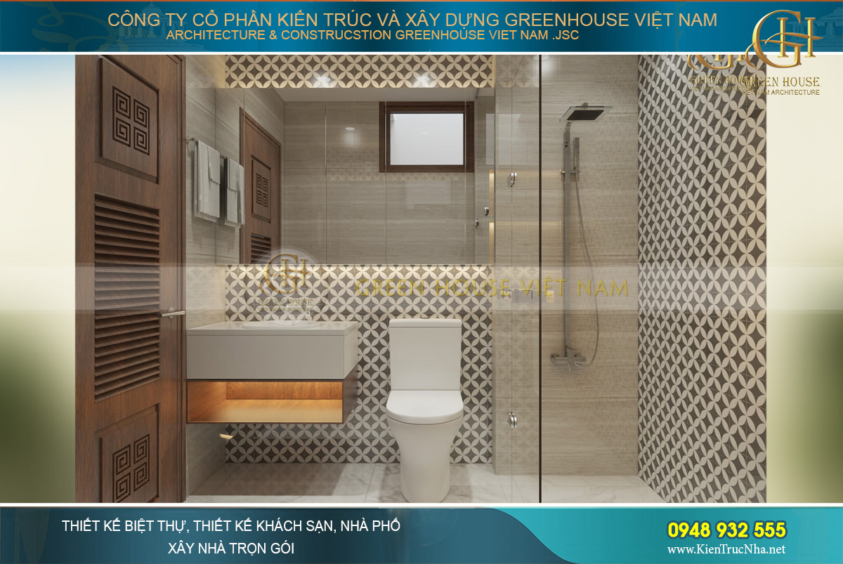 Không gian phòng tắm, WC chung của tầng 2