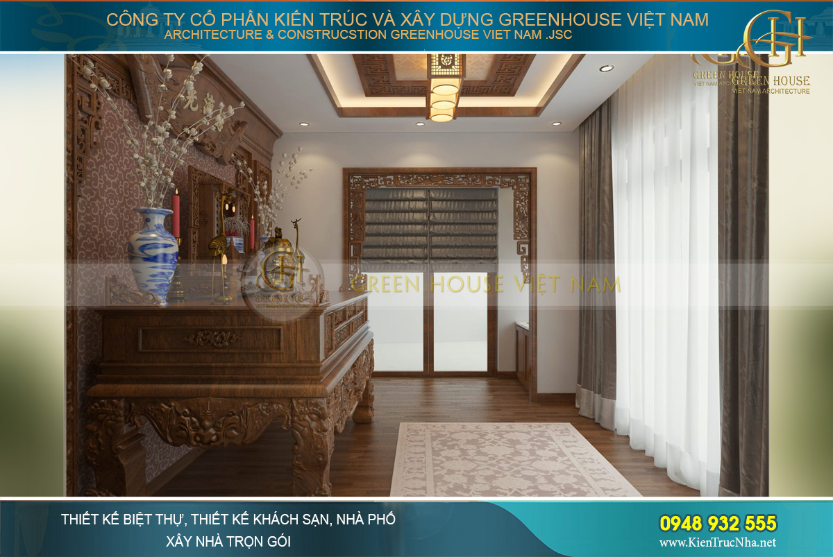 Bên cạnh còn có gian phòng sắp lễ và để nghỉ ngơi