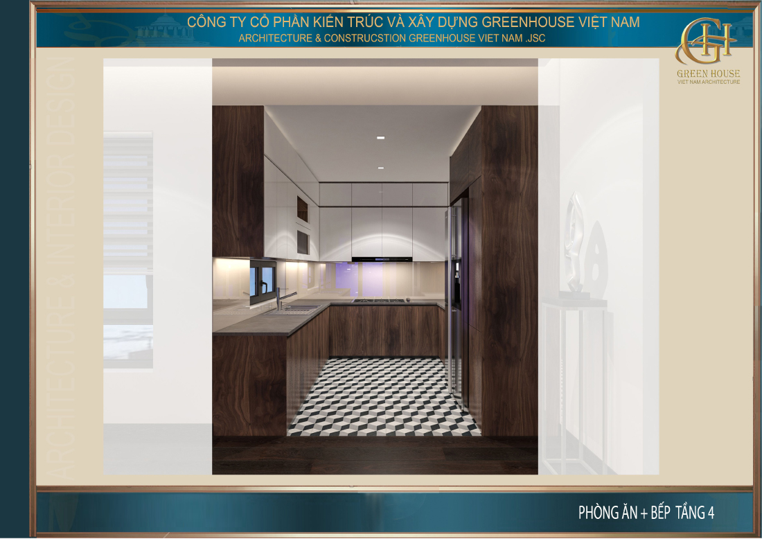 Thiết kế phòng bếp của nhà phố tân cổ điển 5 tầng tại Hà Nội