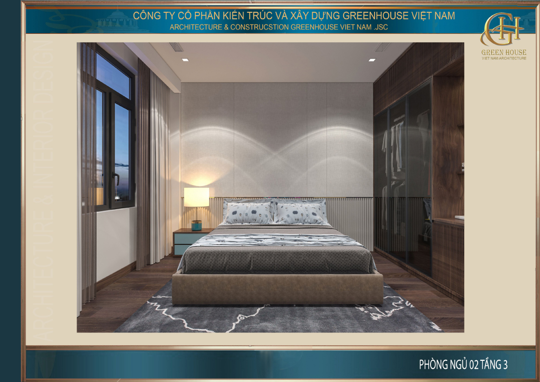 Thiết kế nội thất phòng ngủ số 2 gợi cảm giác nền nã, trầm lắng