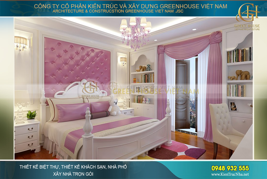 Với tone màu rực rỡ này, các chi tiết trang trí tân cổ điển được giản lược để không quá rườm rà