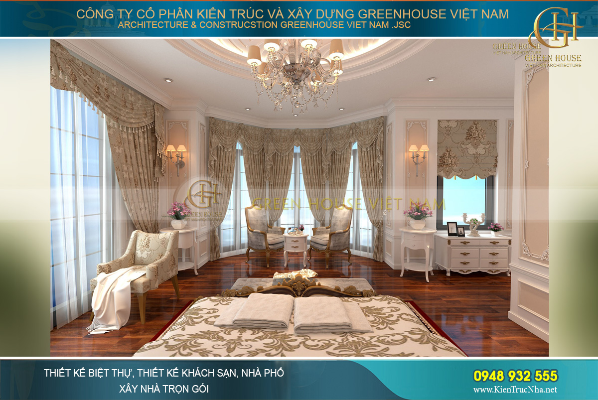 Khu vực kiến trúc bán nguyệt được thiết kế với không gian bàn trà tinh tế