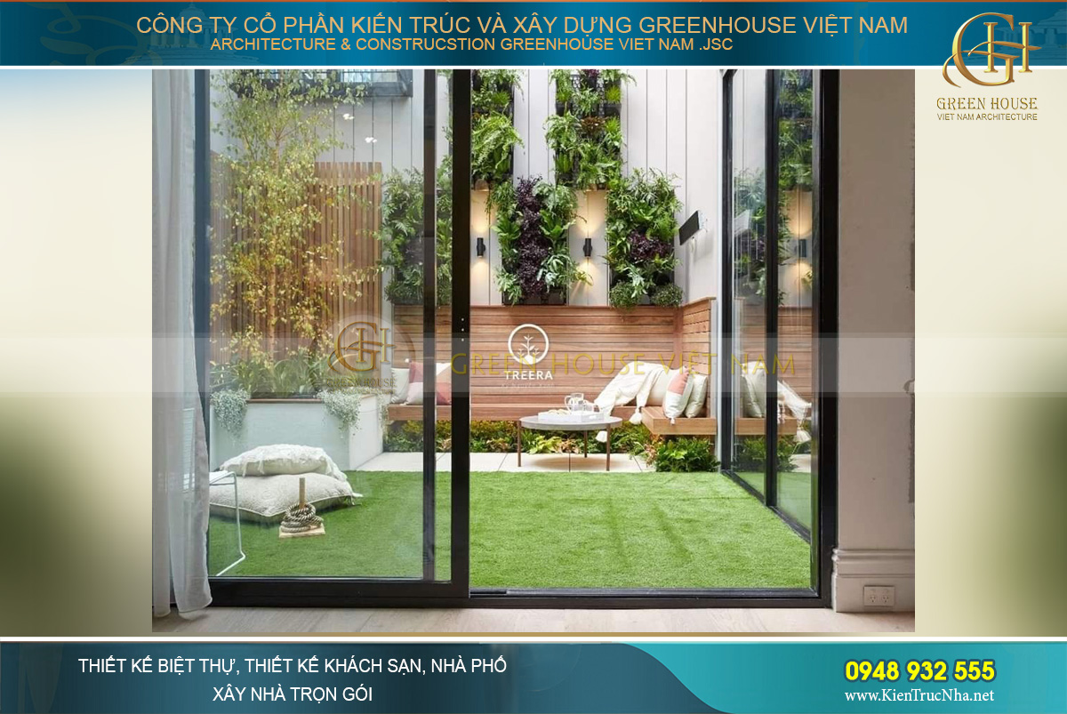 Với không gian nhỏ hẹp thì có thể thiết kế trồng cây ở trên tường