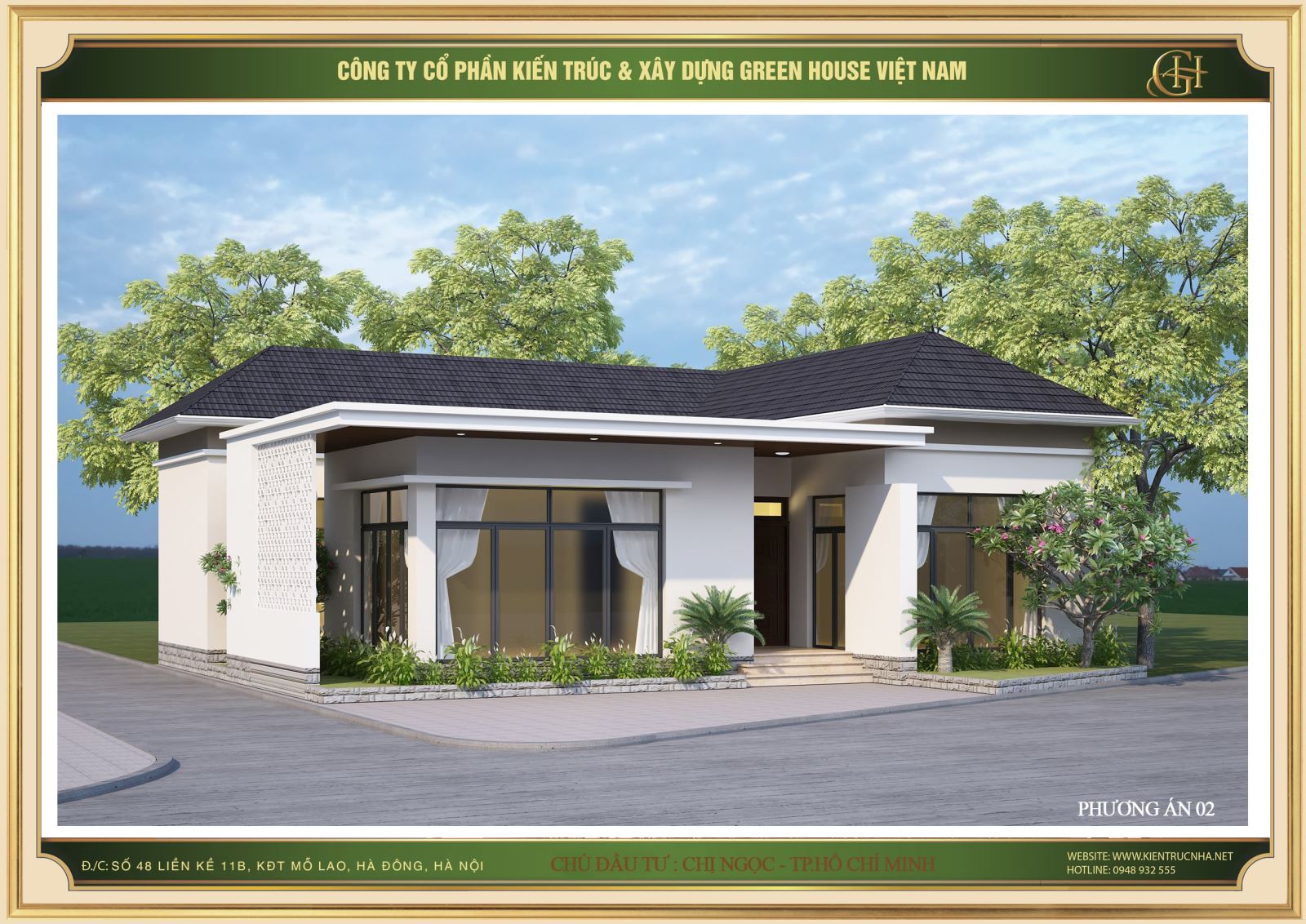 Thiết kế biệt thự hiện đại 1 tầng đẹp trẻ trung tại Hồ Chí Minh