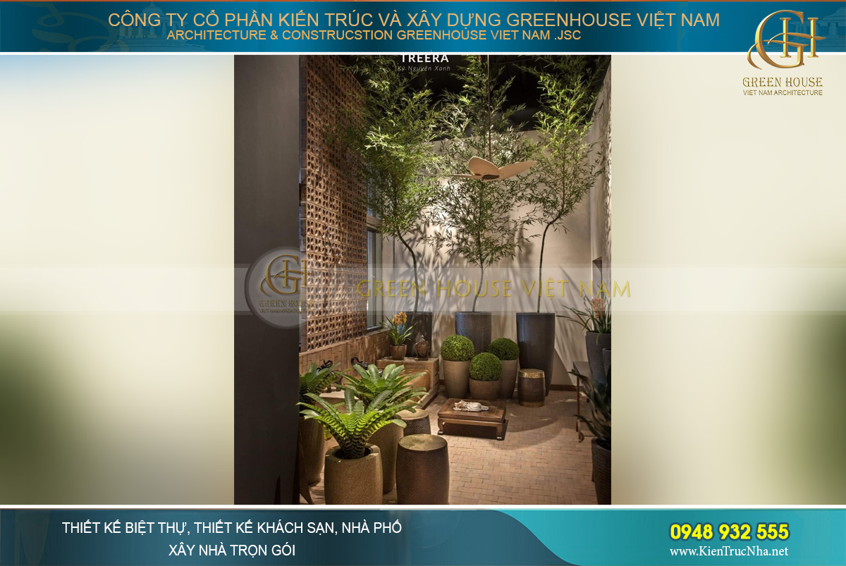 Thiết kế nội thất kết hợp trong sân vườn