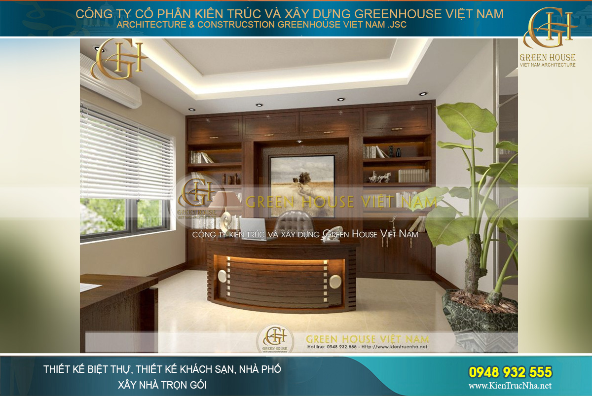 Thiết kế nội thất trong phòng làm việc của nhà ở cho thuê văn phòng