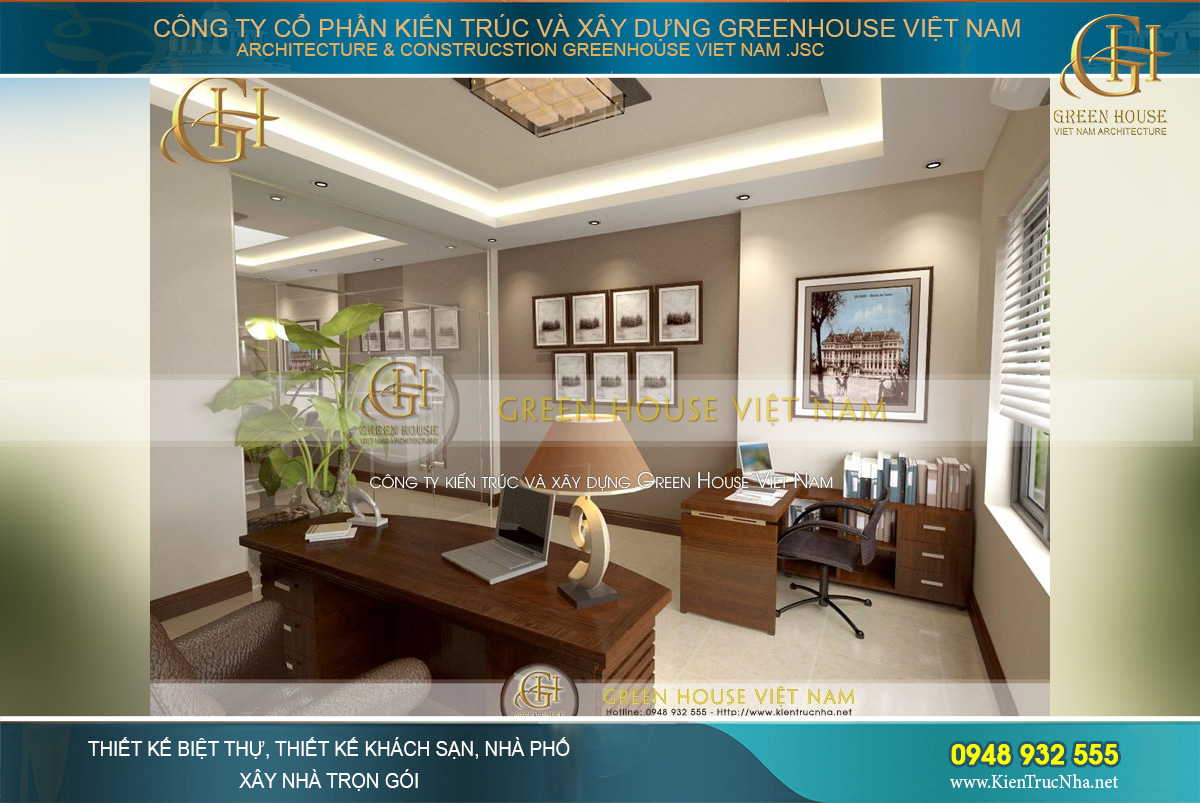Kiểu thiết kế khu vực làm việc đơn giản như thế này phù hợp các công ty có quy mô kinh doanh nhỏ mà vẫn đảm bảo sự sang trọng khi tiếp khách