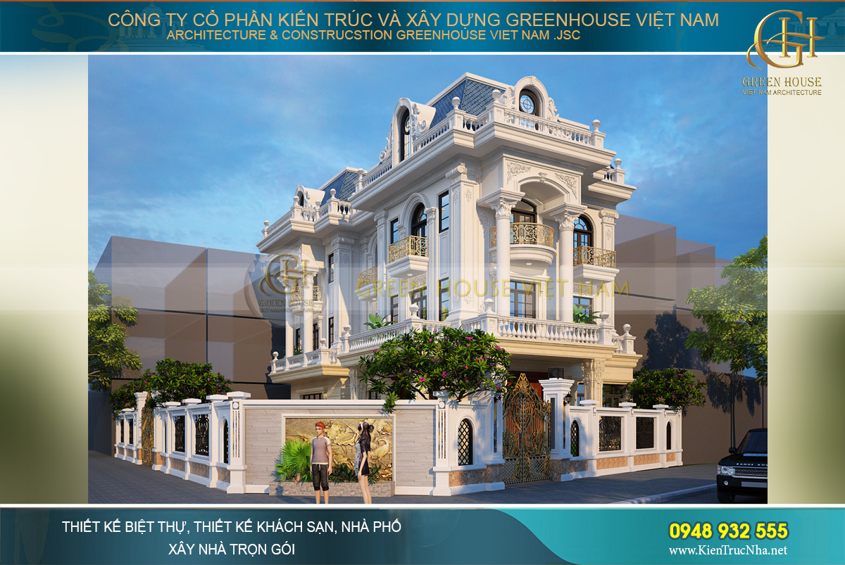 Thiết kế hệ thống tường bảo vệ với 2 cổng chính tương ứng với 2 mặt tiền